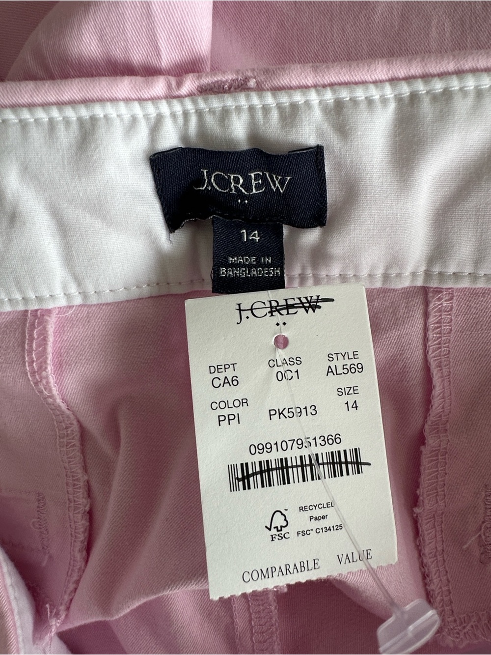 J. Crew Factory Women's 9" Frankie Bermuda Chino Shorts Pink Preppy NWT Size 14 - Picture 4 of 8